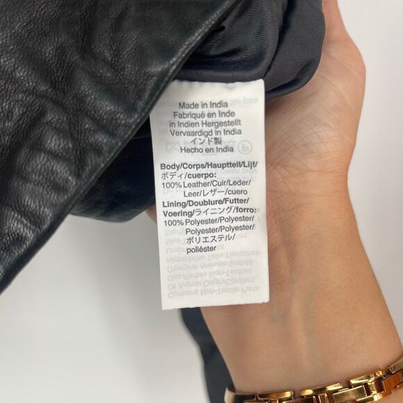 J.Crew Collection Washed Leather Motorcycle Jacket Black Women's Size XXL - Picture 7 of 16